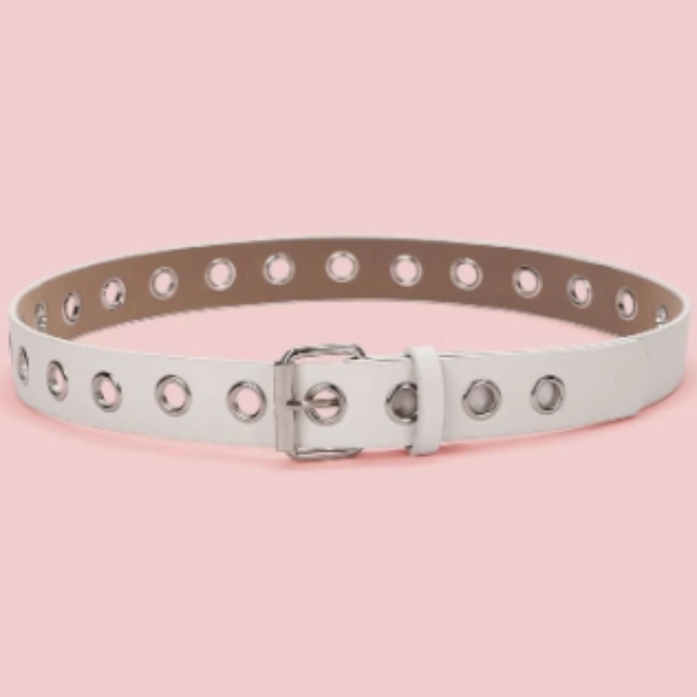 White Square Buckle Belt